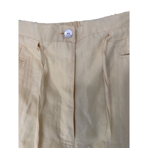 Soft Surroundings Yellow Linen Blend Cropped Pants Women's Medium Elastic Waist - Picture 4 of 13